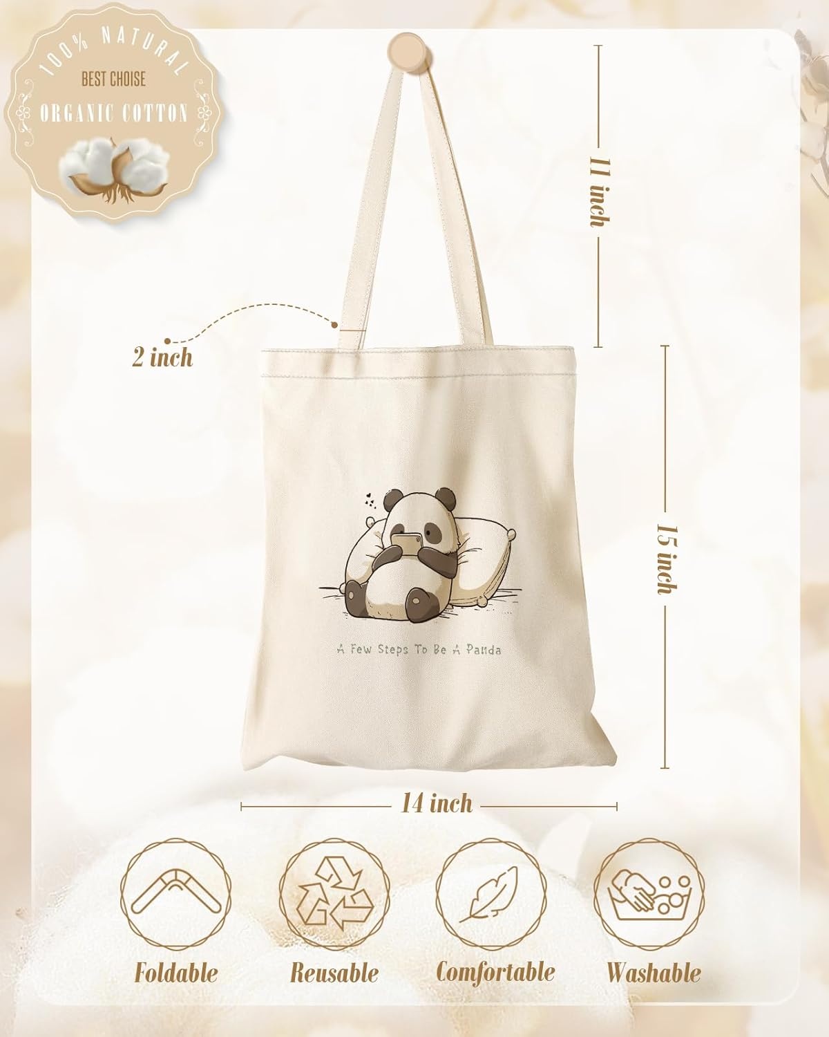 image:imageMiss Adola Aesthetic Canvas Tote Bag for Women Sturdy Cloth Cotton Totes Bag with Pattern Shoulder BagPanda