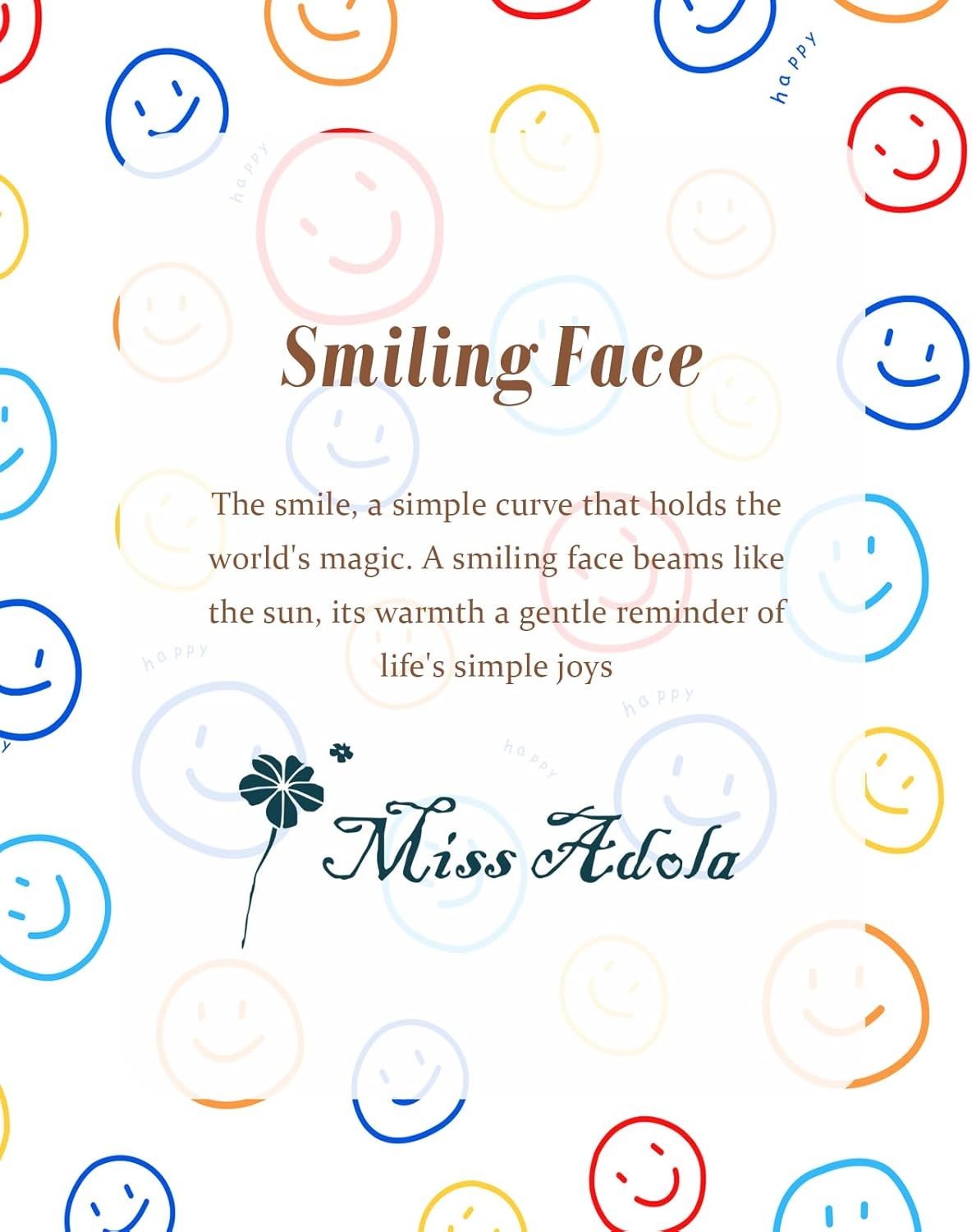 image:imageMiss Adola Aesthetic Canvas Tote Bag for Women Sturdy Cloth Cotton Totes Bag with Pattern Shoulder BagSmiling Face
