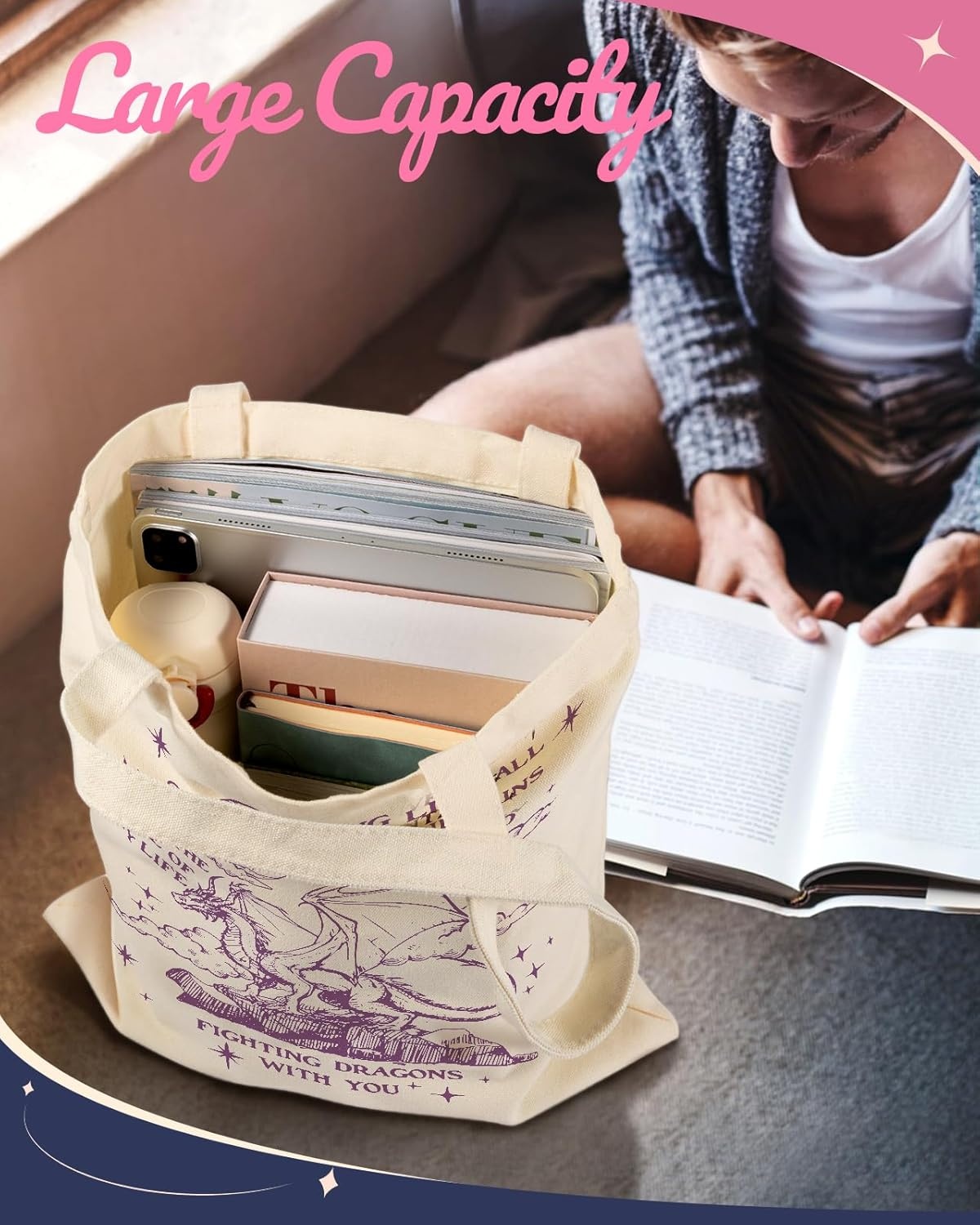 image:imageMiss Adola Aesthetic Canvas Tote Bag for Women Pattern Trendy Casual Music Inspired Cloth Totes Bag for ShoppingCool Dragon