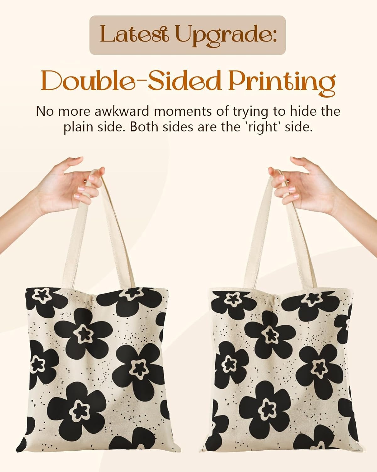 image:imageMiss Adola Aesthetic Tote Bag for Girls with Magnetic Buckle and Zipper Inner Pocket for Women Lady Canvas Cotton Tote BagBlack Flower