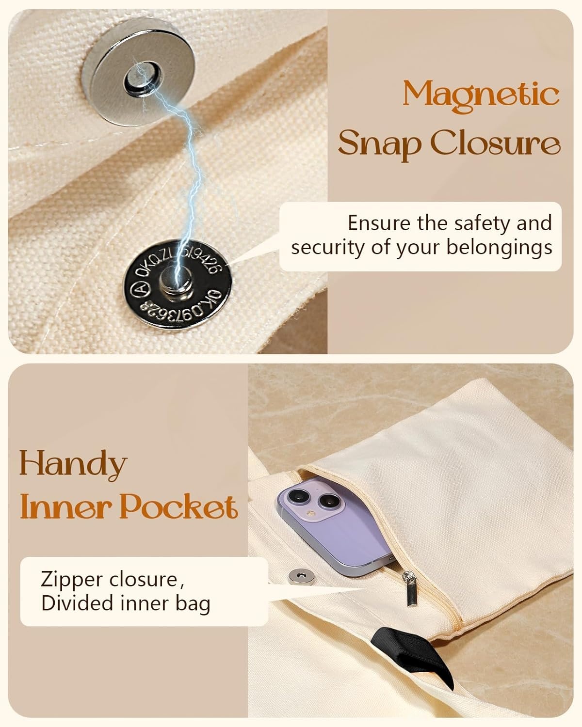 image:imageMiss Adola Aesthetic Tote Bag for Girls with Magnetic Buckle and Zipper Inner Pocket for Women Lady Canvas Cotton Tote BagBook Flower