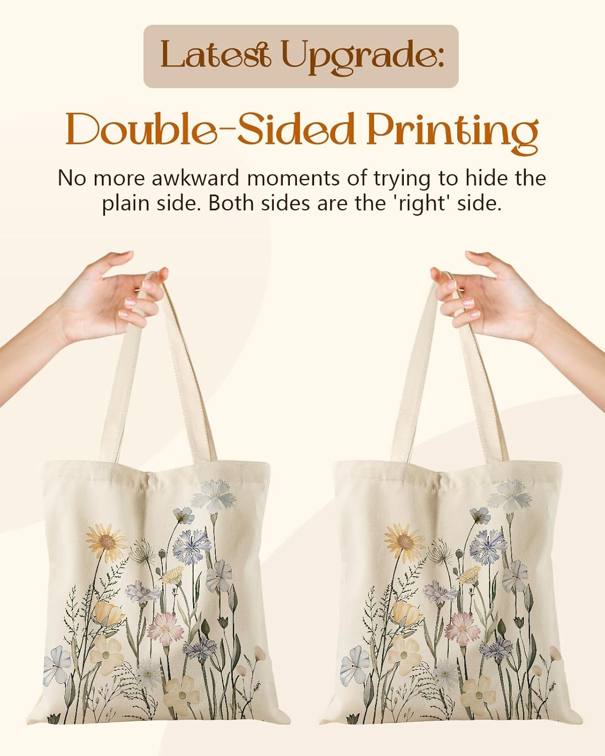 image:imageMiss Adola Aesthetic Tote Bag for Girls with Magnetic Buckle and Zipper Inner Pocket for Women Lady Canvas Cotton Tote BagColorful Flower