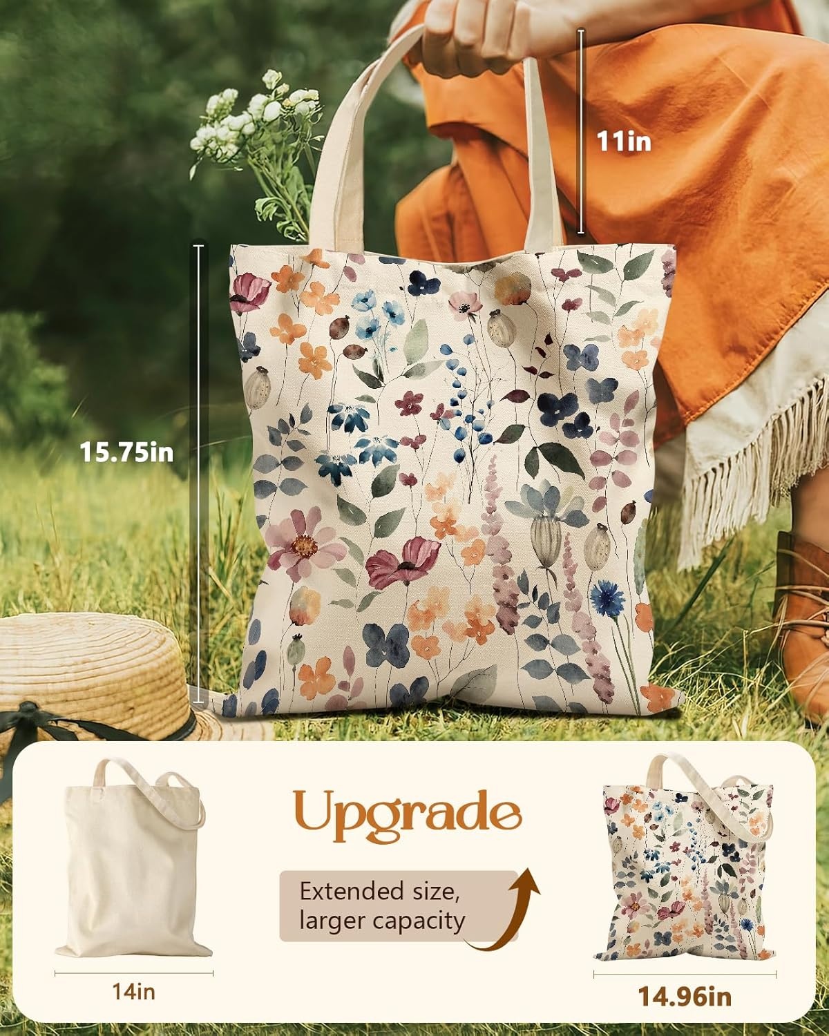 image:imageMiss Adola Aesthetic Tote Bag for Girls with Magnetic Buckle and Zipper Inner Pocket for Women Lady Canvas Cotton Tote BagColorful Leaf