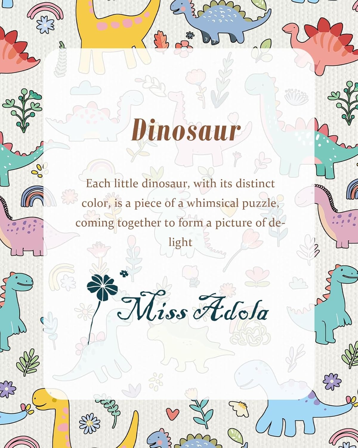 image:imageMiss Adola Aesthetic Tote Bag for Girls with Magnetic Buckle and Zipper Inner Pocket for Women Lady Canvas Cotton Tote BagDinosaur