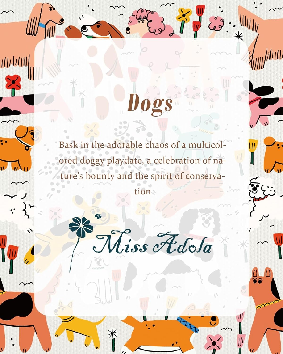 image:imageMiss Adola Aesthetic Tote Bag for Girls with Magnetic Buckle and Zipper Inner Pocket for Women Lady Canvas Cotton Tote BagDogs