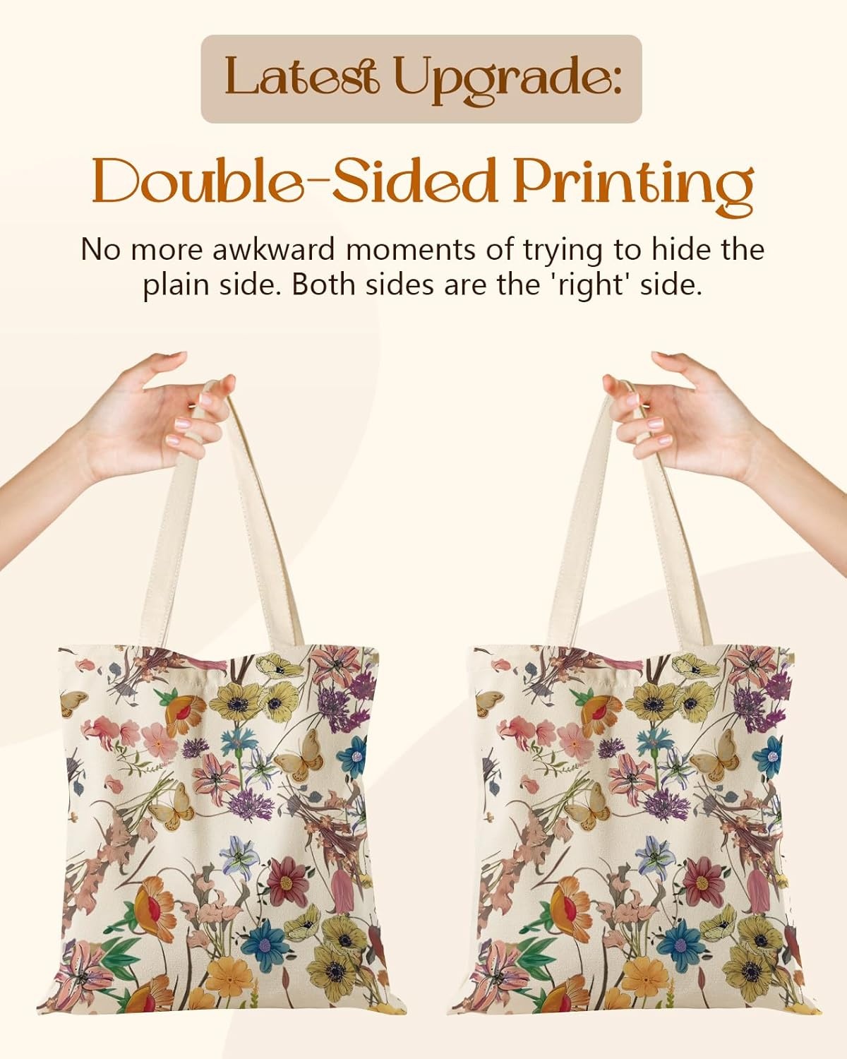 image:imageMiss Adola Aesthetic Tote Bag for Girls with Magnetic Buckle and Zipper Inner Pocket for Women Lady Canvas Cotton Tote BagFull Flower