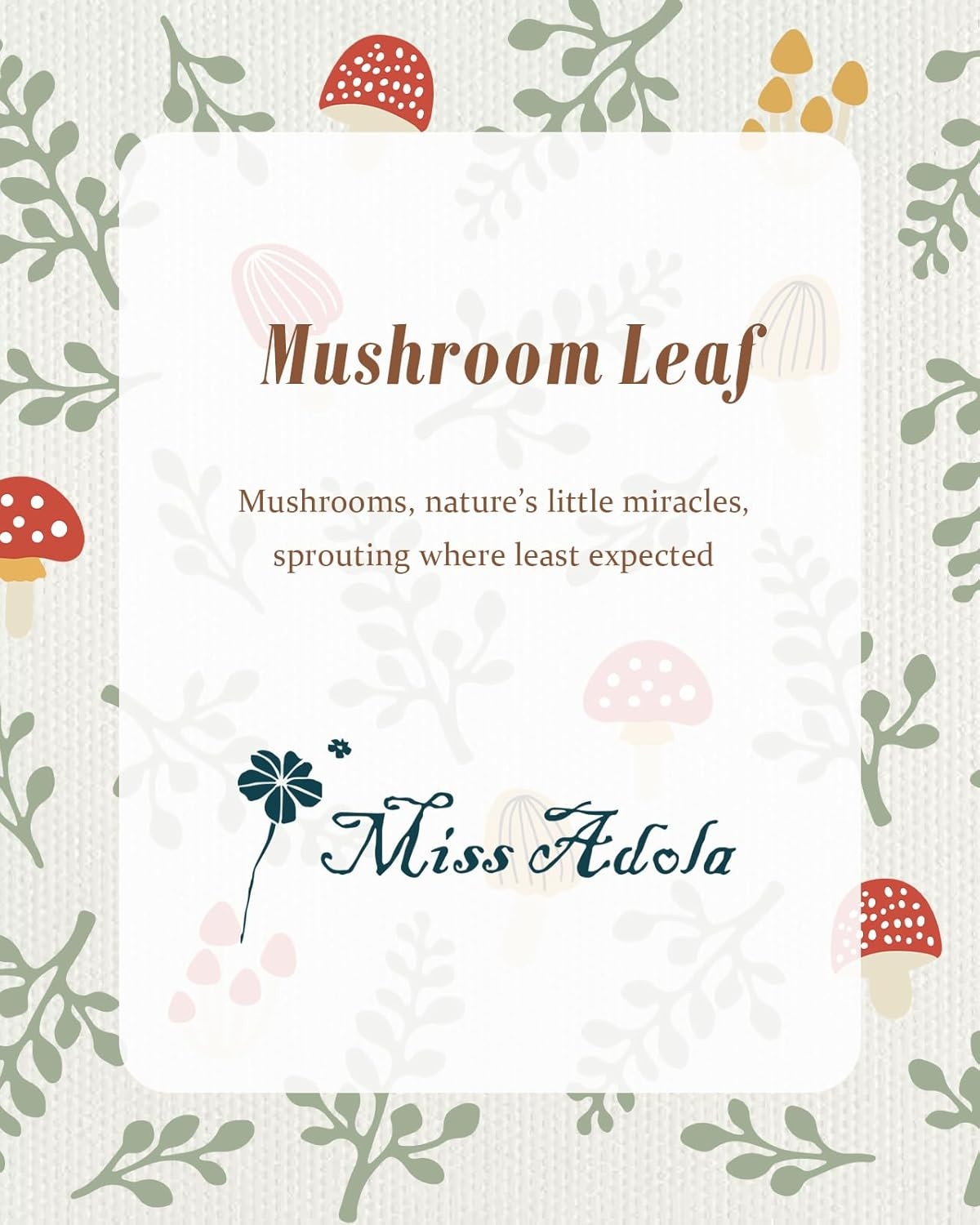 image:imageMiss Adola Aesthetic Tote Bag for Girls with Magnetic Buckle and Zipper Inner Pocket for Women Lady Canvas Cotton Tote BagMushroom Leaf