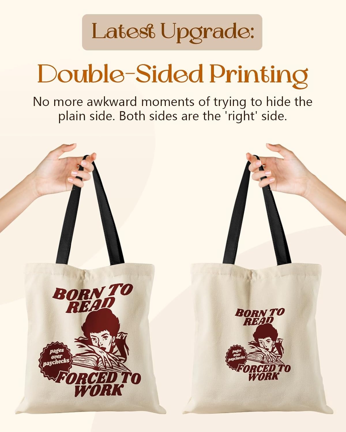 image:imageMiss Adola Aesthetic Tote Bag for Girls with Magnetic Buckle and Zipper Inner Pocket for Women Lady Canvas Cotton Tote BagReading Girl