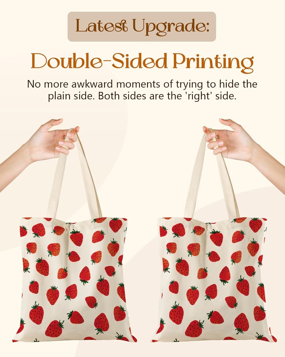 image:imageMiss Adola Aesthetic Tote Bag for Girls with Magnetic Buckle and Zipper Inner Pocket for Women Lady Canvas Cotton Tote BagRetro Strawberry