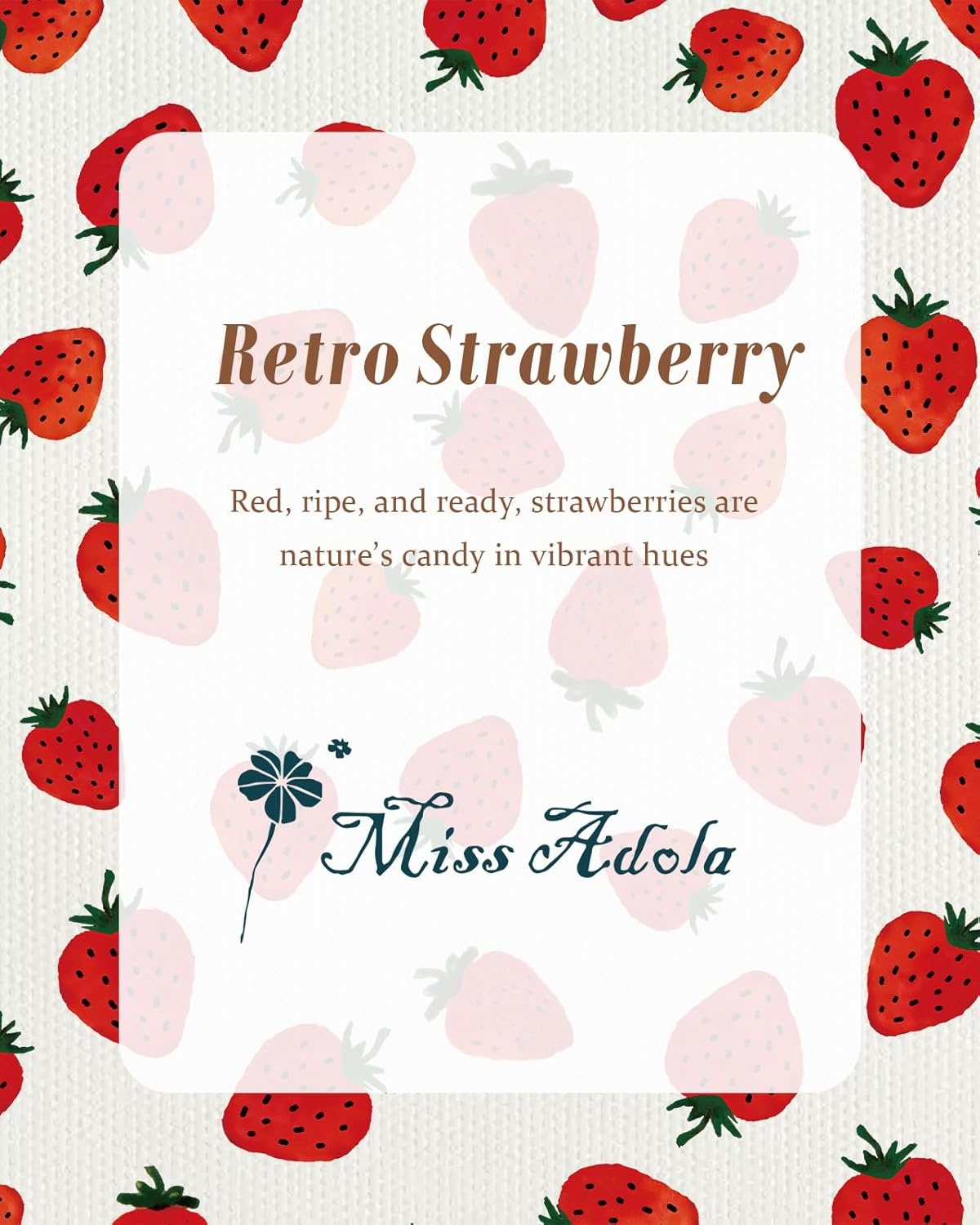 image:imageMiss Adola Aesthetic Tote Bag for Girls with Magnetic Buckle and Zipper Inner Pocket for Women Lady Canvas Cotton Tote BagRetro Strawberry