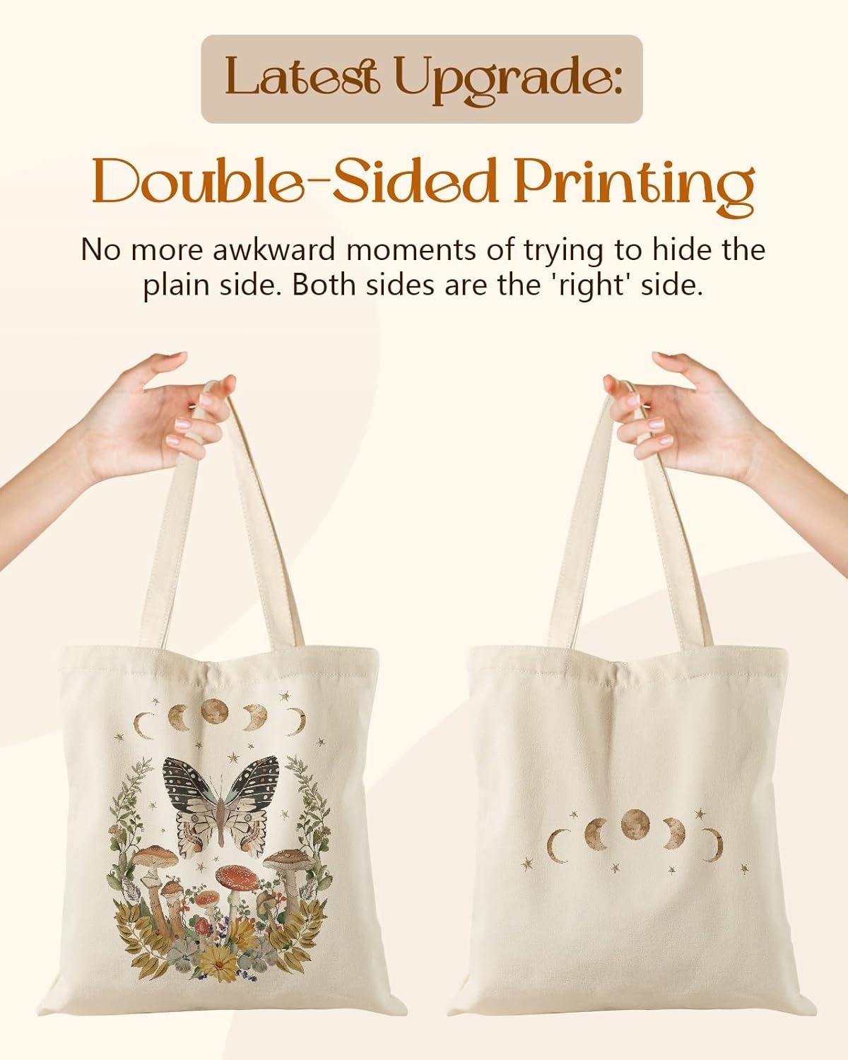 image:imageMiss Adola Aesthetic Tote Bag for Girls with Magnetic Buckle and Zipper Inner Pocket for Women Lady Canvas Cotton Tote BagStar Moon