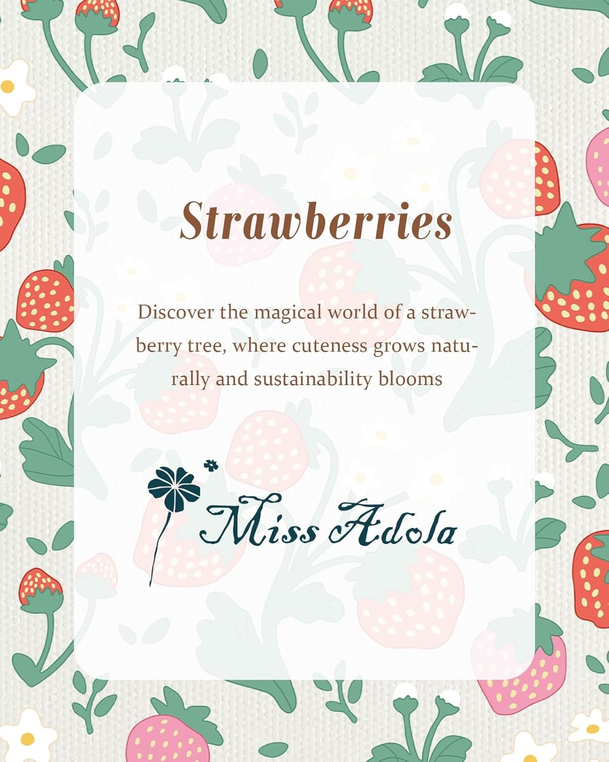 image:imageMiss Adola Aesthetic Tote Bag for Girls with Magnetic Buckle and Zipper Inner Pocket for Women Lady Canvas Cotton Tote BagStrawberries