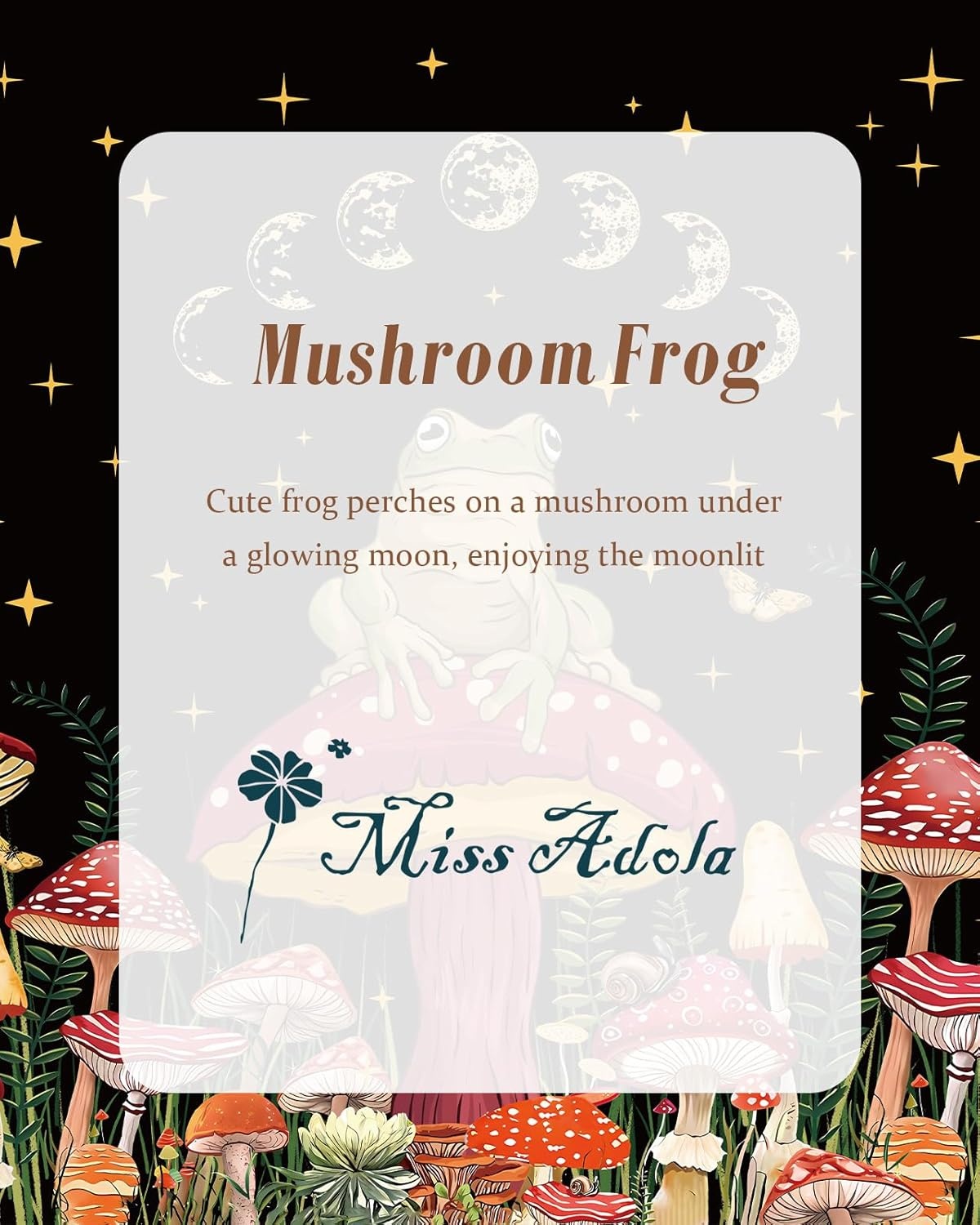 image:imageMiss Adola Aesthetic Tote Bag for Women with Magnetic Buckle and Zipper Inner Pocket Cloth Cotton Canvas Tote BagsMushroom Frog