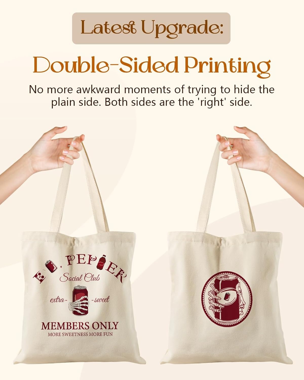 image:imageMiss Adola Aesthetic Tote Bag for Women with Magnetic Buckle and Zipper Inner Pocket Cloth Cotton Canvas Tote BagsPepper
