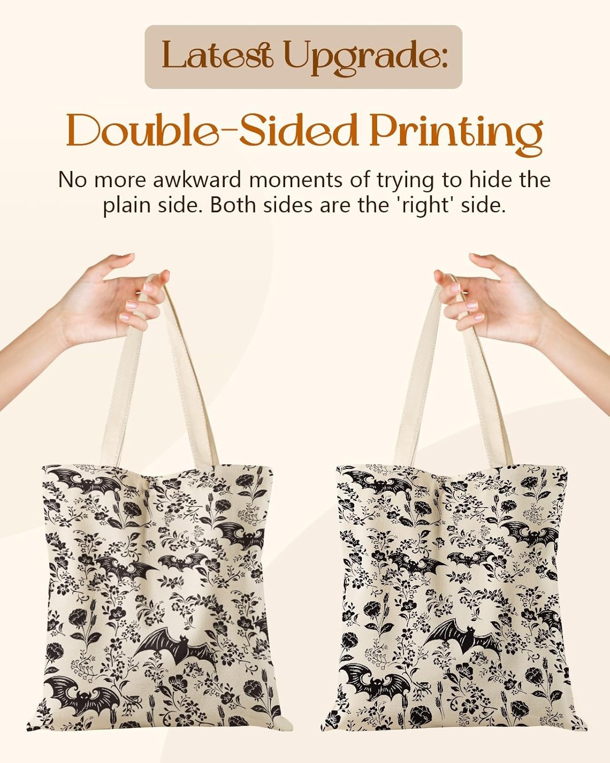 image:imageMiss Adola Canvas Tote Bag for Women Aesthetic Canvas Bag with Zipper Cute Stylish Reusable Shoulder Totes for Shopping Work Daily Vacation Cat ReadBianfu Flower