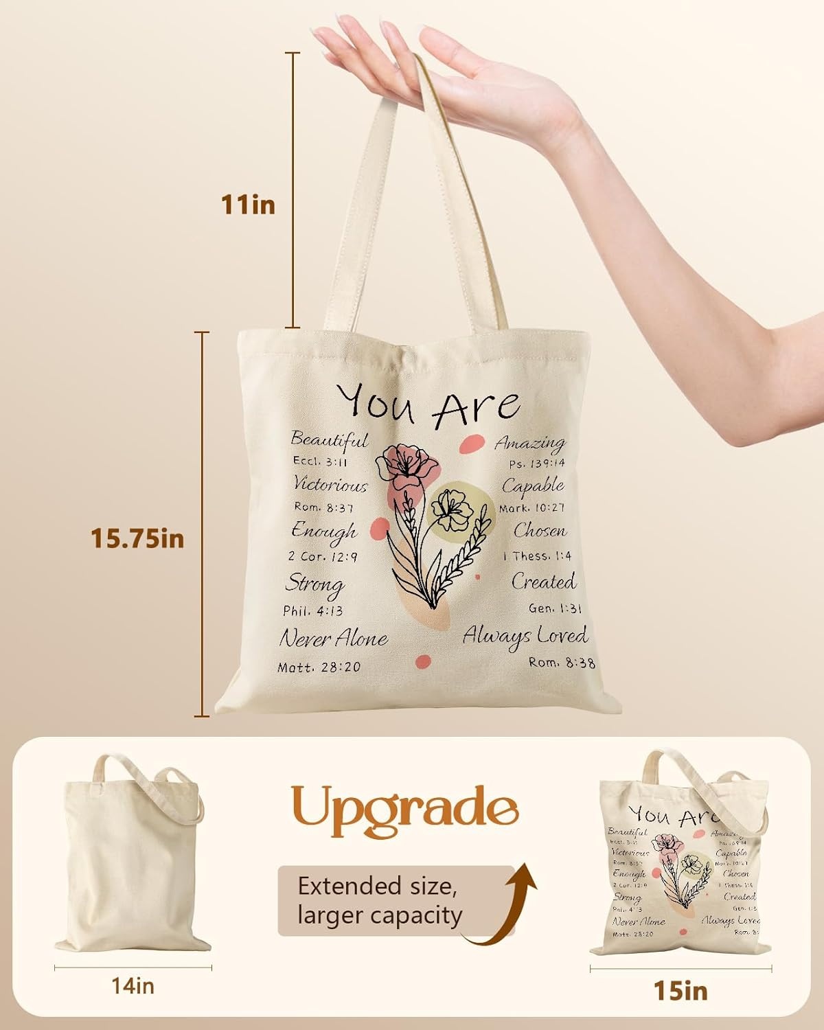 image:imageMiss Adola Canvas Tote Bag for Women Aesthetic Canvas Bag with Zipper Cute Stylish Reusable Shoulder Totes for Shopping Work Daily Vacation Cat ReadPurple Flower Bible