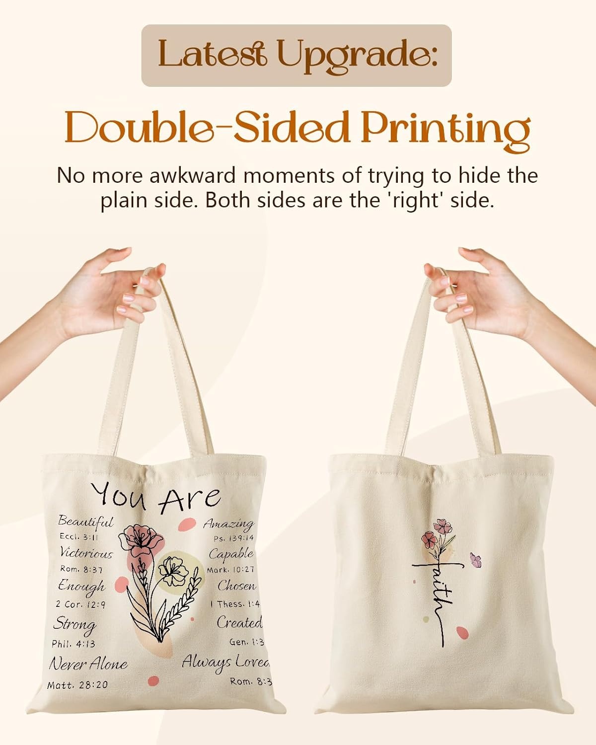 image:imageMiss Adola Canvas Tote Bag for Women Aesthetic Canvas Bag with Zipper Cute Stylish Reusable Shoulder Totes for Shopping Work Daily Vacation Cat ReadPurple Flower Bible