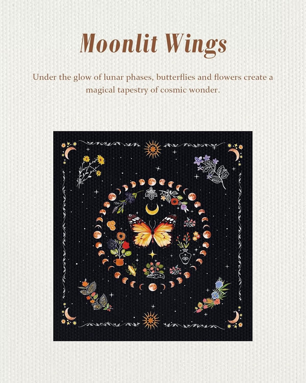 image:imageMiss Adola Canvas Tote Bag with Pockets Aesthetic Reusable Totes for Women Ladies Cute Printed Cloths Canvas Shoulder BagBlack Butterfly Moon