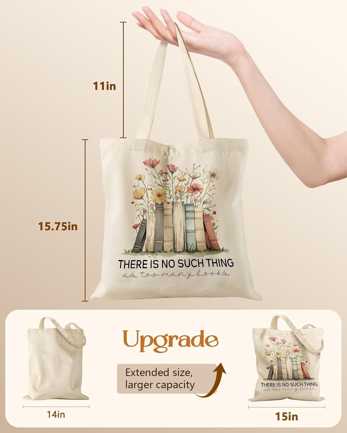image:imageMiss Adola Canvas Tote Bag with Pockets Aesthetic Reusable Totes for Women Ladies Cute Printed Cloths Canvas Shoulder BagBooks Flower