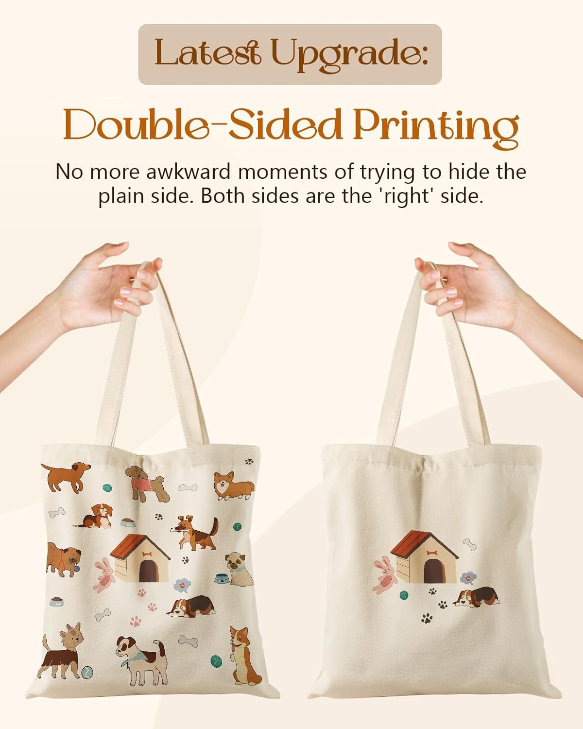 image:imageMiss Adola Canvas Tote Bag with Pockets Aesthetic Reusable Totes for Women Ladies Cute Printed Cloths Canvas Shoulder BagDog House