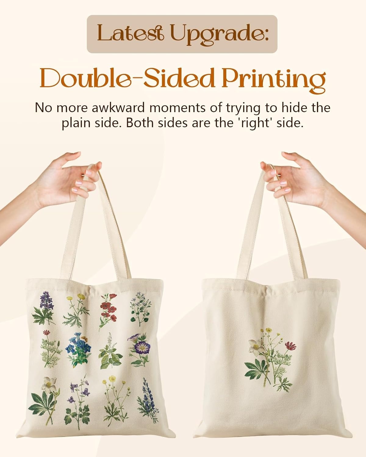 image:imageMiss Adola Canvas Tote Bag with Pockets Aesthetic Reusable Totes for Women Ladies Cute Printed Cloths Canvas Shoulder BagFloral Collection