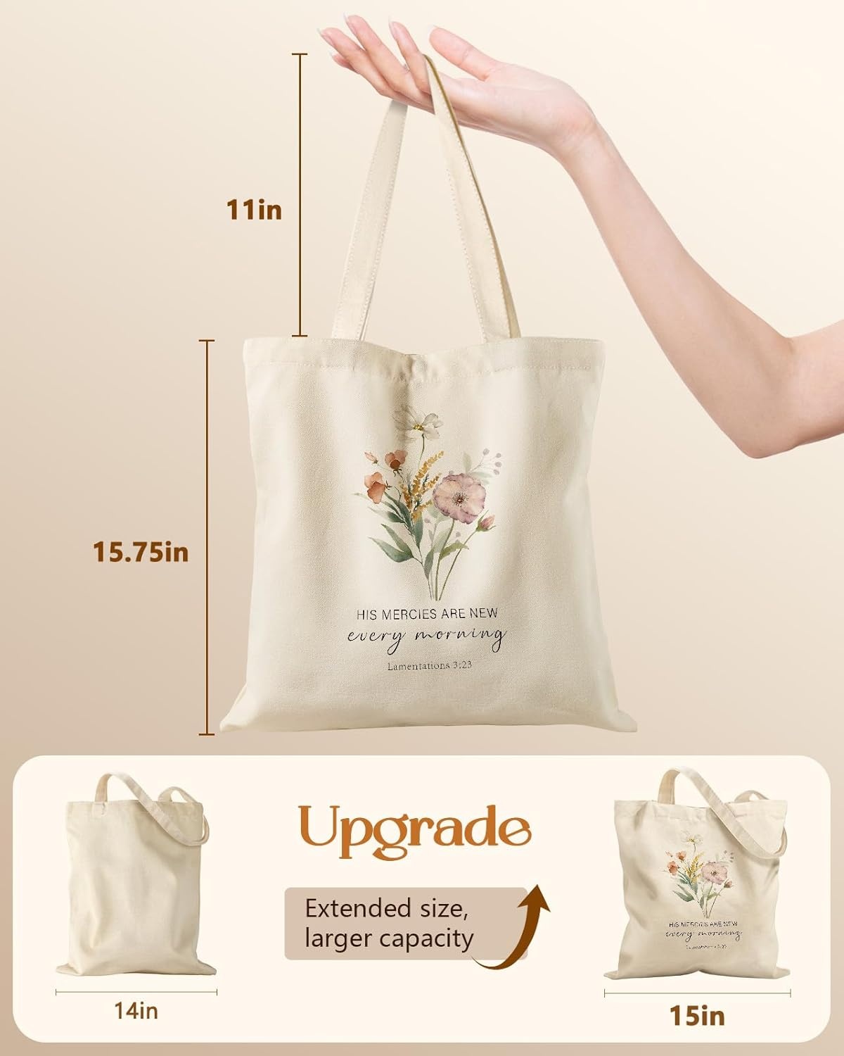 image:imageMiss Adola Canvas Tote Bag with Pockets Aesthetic Reusable Totes for Women Ladies Cute Printed Cloths Canvas Shoulder BagMercies Flower