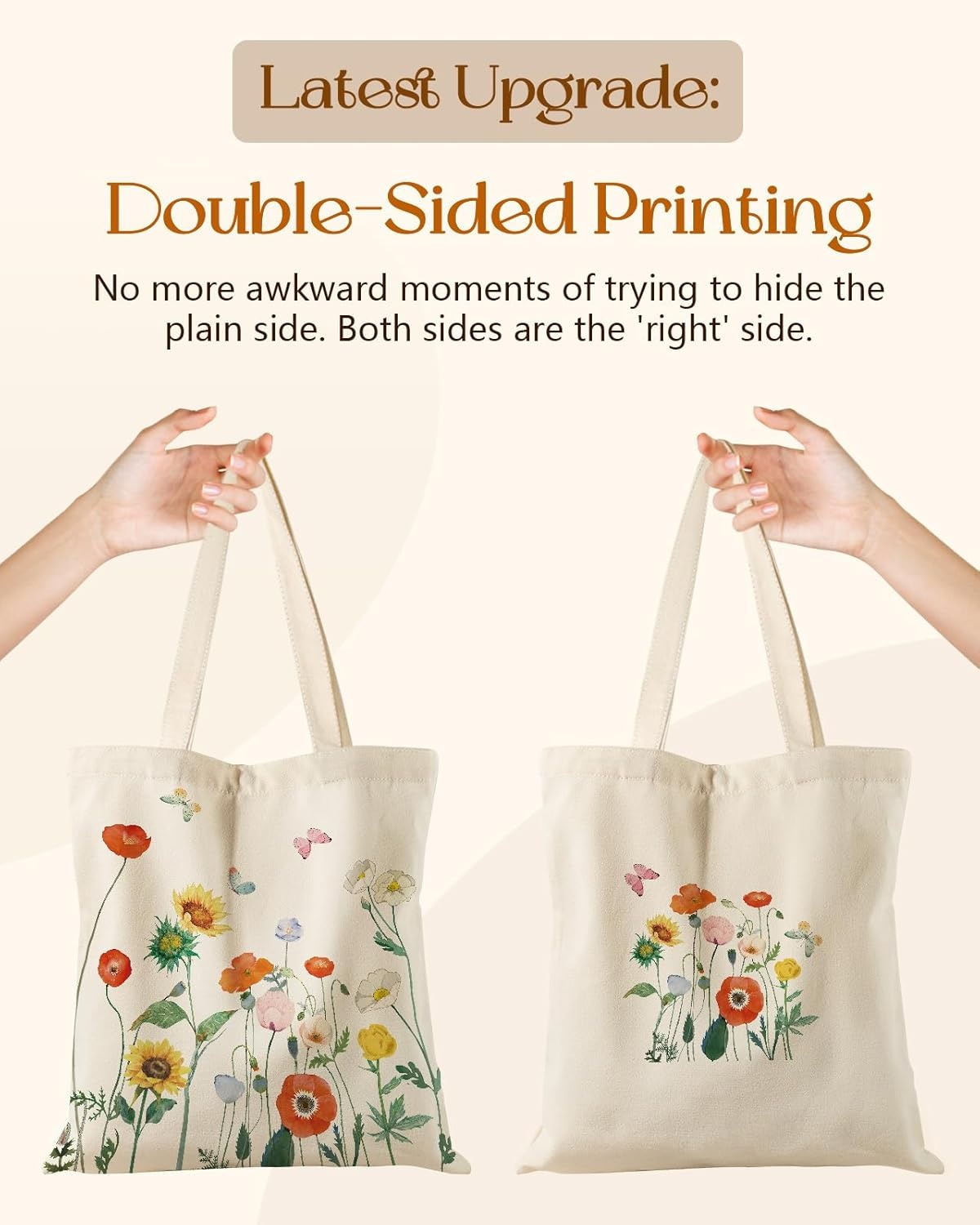 image:imageMiss Adola Canvas Tote Bag with Pockets Aesthetic Reusable Totes for Women Ladies Cute Printed Cloths Canvas Shoulder BagSpring Floral