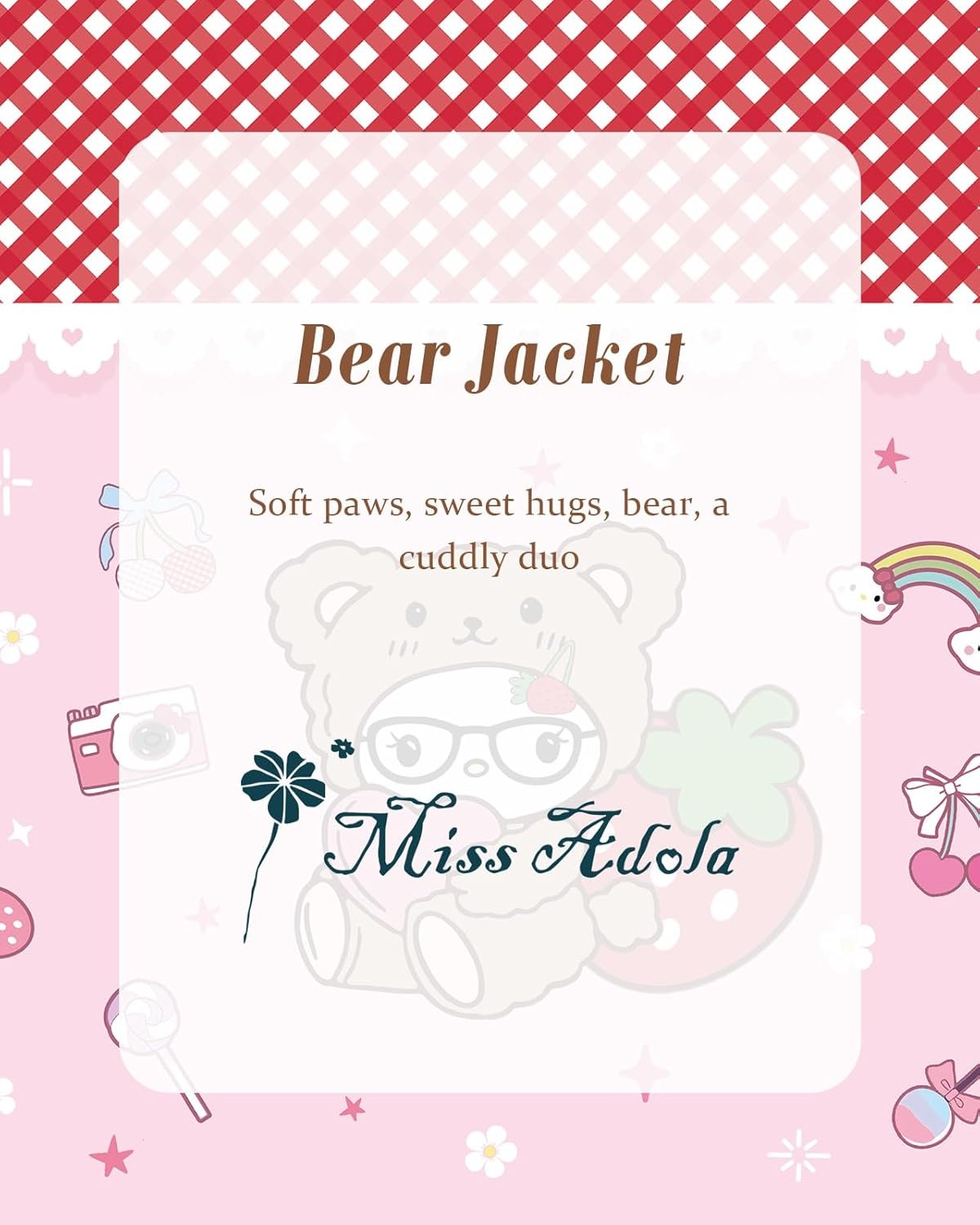image:imageMiss Adola Cute Canvas Tote Bag for Women with Magnetic Buckle and Zipper Inner Pocket for Girls Aesthetic Cotton Tote BagsBear Jacket