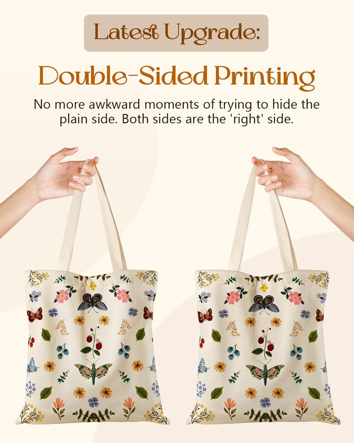 image:imageMiss Adola Cute Canvas Tote Bag for Women with Magnetic Buckle and Zipper Inner Pocket for Girls Aesthetic Cotton Tote BagsButterfly Flower