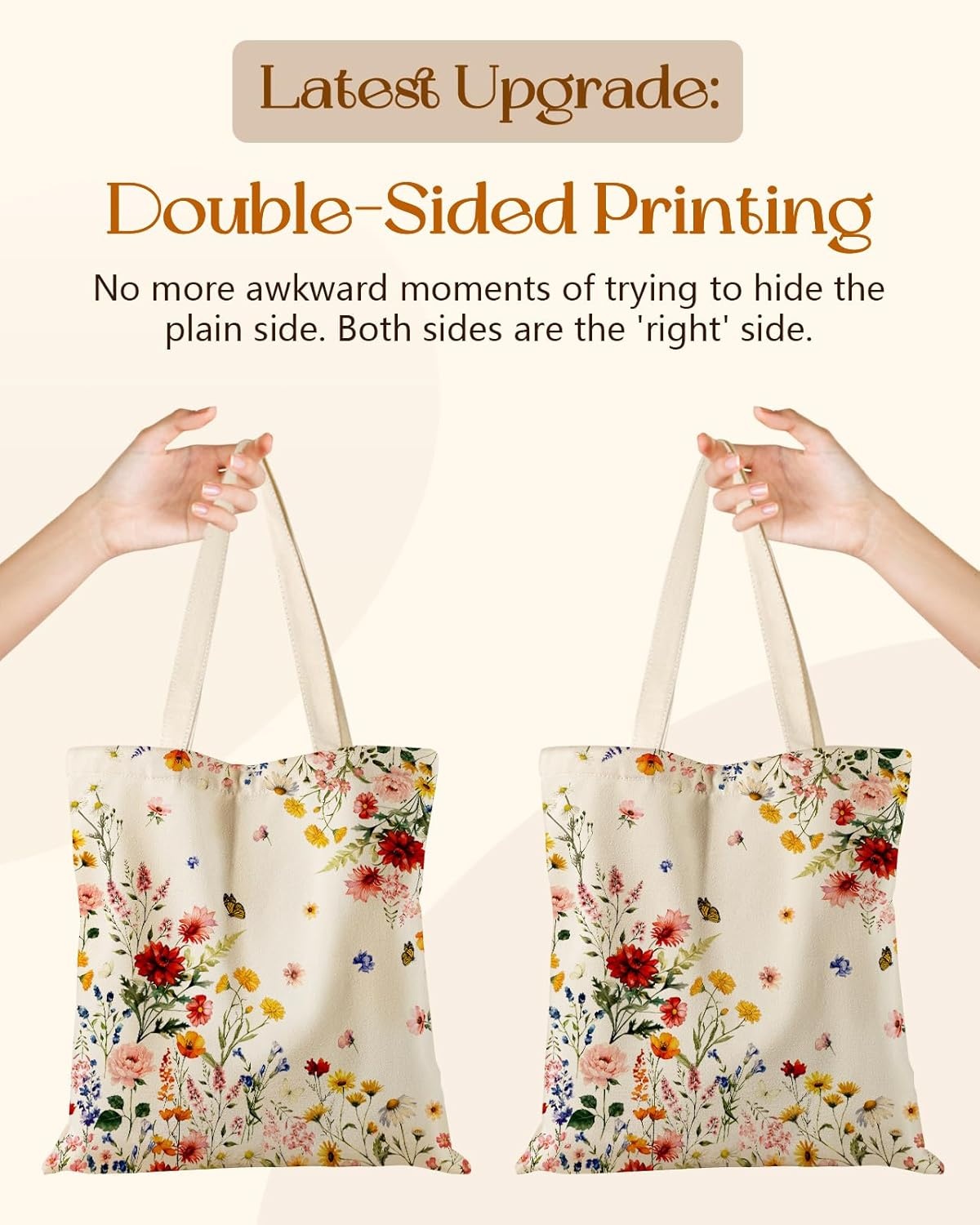 image:imageMiss Adola Cute Canvas Tote Bag for Women with Magnetic Buckle and Zipper Inner Pocket for Girls Aesthetic Cotton Tote BagsVintage Flower