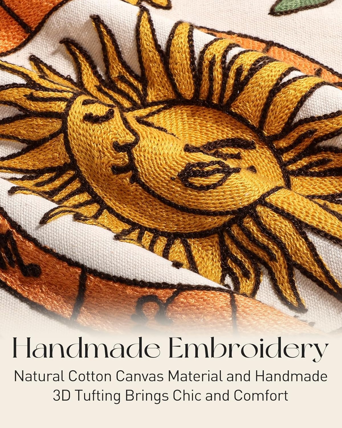 image:imageMiss Adola Embroidery Canvas Tote Bag for Women Reusable Tote with Buckle Aesthetic Cute Shoulder Bag for Shopping GroceryMoon Sunflower