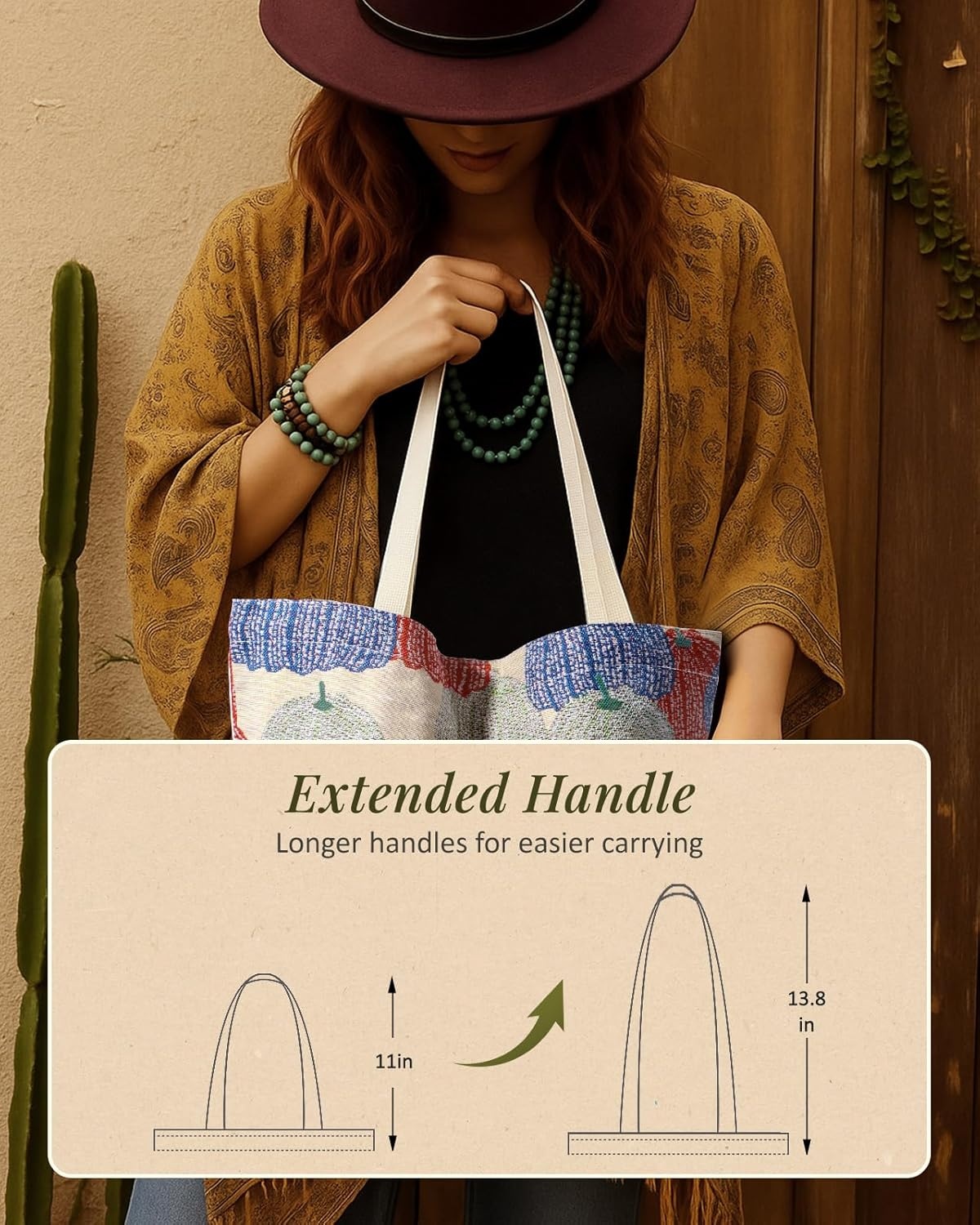 image:imageMiss Adola Embroidery Tote Bag for Women Aesthetic Canvas Bag with Pocket Reusable ToteBag for Work ShoppingPumpkin