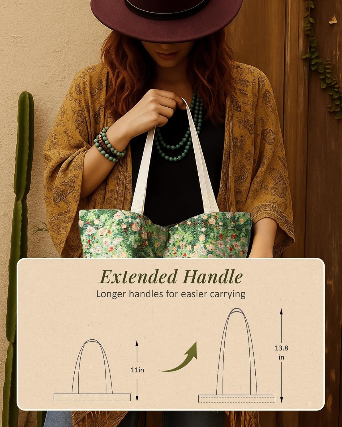 image:imageMiss Adola Embroidery Tote Bag for Women Aesthetic Canvas Bag with Pocket Reusable ToteBag for Work ShoppingWildflower