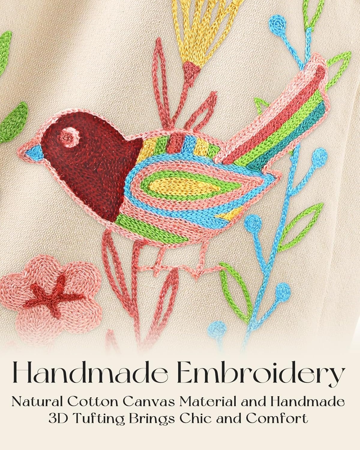 image:imageMiss Adola Embroidery Tote Bag with Pocket amp Buckle Reusable Canvas Tote for Women Cute Aesthetic Work Shopping Grocery BagBird