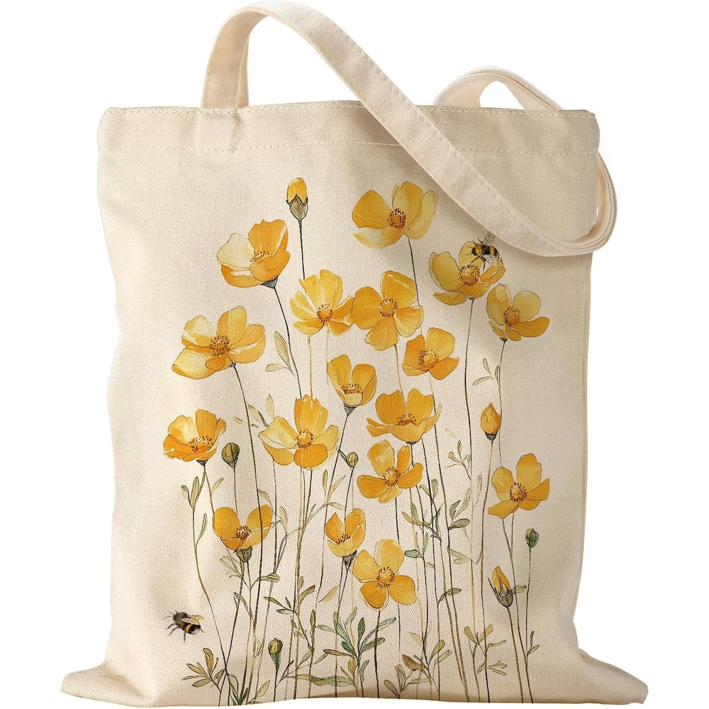 image:imageMiss Adola Aesthetic Canvas Tote Bag Reusable Shoulder Tote Bag for Women Lady Casual Vacation Shopping Work GymDaisy
