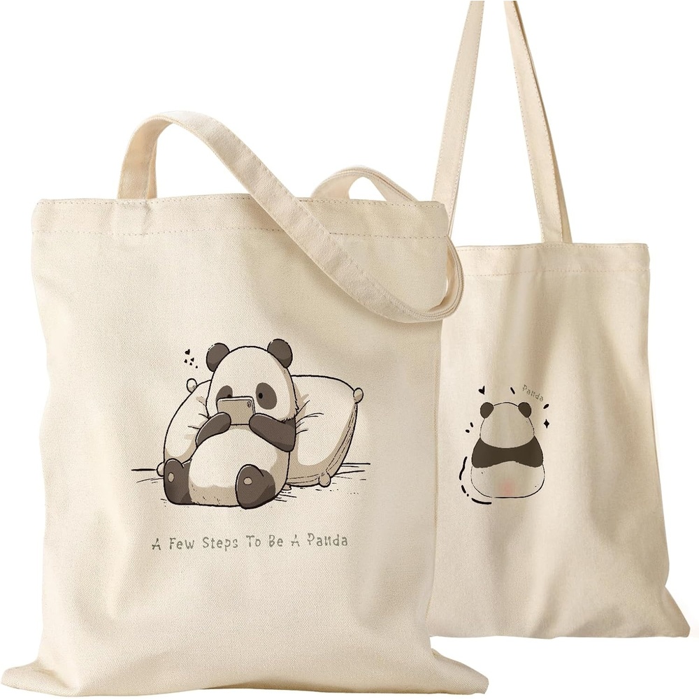 image:imageMiss Adola Aesthetic Canvas Tote Bag for Women Sturdy Cloth Cotton Totes Bag with Pattern Shoulder BagPanda