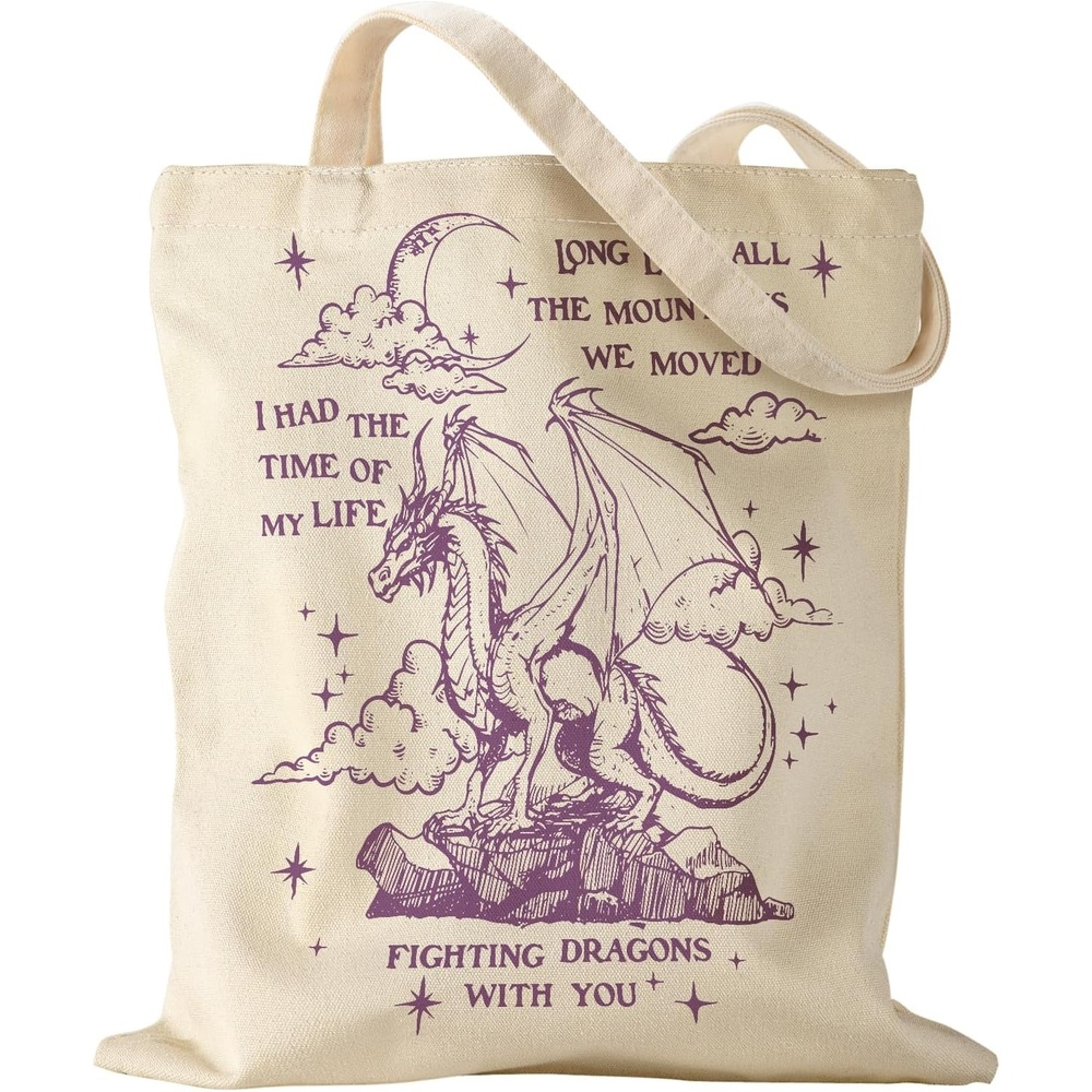 image:imageMiss Adola Aesthetic Canvas Tote Bag for Women Pattern Trendy Casual Music Inspired Cloth Totes Bag for ShoppingCool Dragon