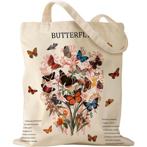 image:imageMiss Adola Aesthetic Canvas Tote Bag  Reusable Shoulder Tote Bag for Women Lady Casual Vacation Shopping Work GymElegant Butterfly