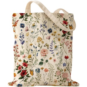 image:imageMiss Adola Aesthetic Canvas Tote Bag  Reusable Shoulder Tote Bag for Women Lady Casual Vacation Shopping Work GymFlowering Shrub