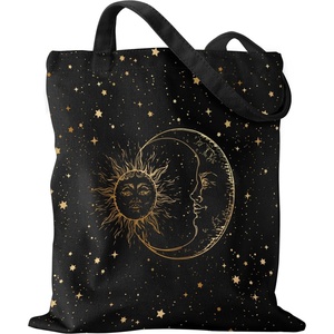 image:imageMiss Adola Aesthetic Canvas Tote Bag  Reusable Shoulder Tote Bag for Women Lady Casual Vacation Shopping Work GymMoon Star