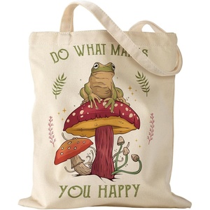 image:imageMiss Adola Aesthetic Canvas Tote Bag  Reusable Shoulder Tote Bag for Women Lady Casual Vacation Shopping Work GymMushroom Frog