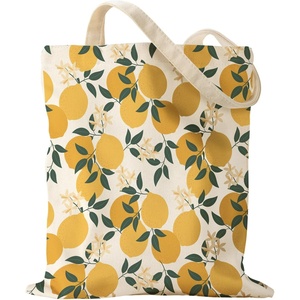 image:imageMiss Adola Aesthetic Canvas Tote Bag for Women  Sturdy Cloth Cotton Totes Bag with Pattern Shoulder Bag for Shopping Grocery Gym Lemon