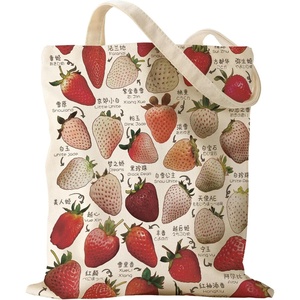 image:imageMiss Adola Aesthetic Canvas Tote Bag for Women  Sturdy Cloth Cotton Totes Bag with Pattern Shoulder Bag for Shopping Grocery Gym Stawberry Type