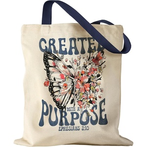 image:imageMiss Adola Aesthetic Canvas Tote Bag for Women  Sturdy Cloth Cotton Totes Bag with Pattern Shoulder BagFlower Butterfly