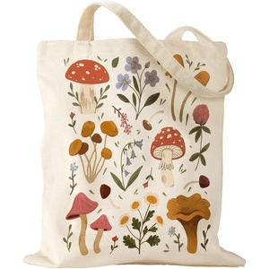 image:imageMiss Adola Aesthetic Canvas Tote Bag for Women  Sturdy Cloth Cotton Totes Bag with Pattern Shoulder BagMushroom Flora