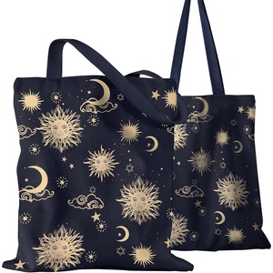 image:imageMiss Adola Aesthetic Canvas Tote Bag for Women  Sturdy Cloth Cotton Totes Bag with Pattern Shoulder BagSun Moon Sign