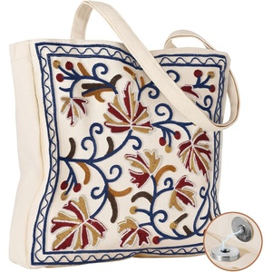 image:imageMiss Adola Aesthetic Embroidery Tote Bag for Women  Reusable Canvas Cute Shoulder Bag for Shopping Grocery Work BookBrown Leaf
