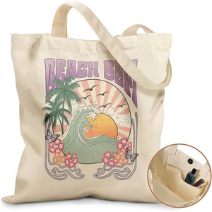 image:imageMiss Adola Aesthetic Tote Bag for Girls  with Magnetic Buckle and Zipper Inner Pocket for Women Lady Canvas Cotton Tote BagBeach Sunset