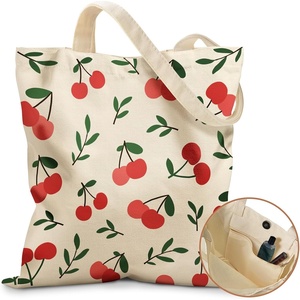 image:imageMiss Adola Aesthetic Tote Bag for Girls  with Magnetic Buckle and Zipper Inner Pocket for Women Lady Canvas Cotton Tote BagCherry
