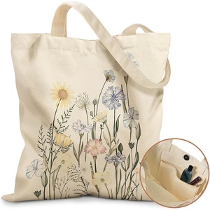 image:imageMiss Adola Aesthetic Tote Bag for Girls  with Magnetic Buckle and Zipper Inner Pocket for Women Lady Canvas Cotton Tote BagColorful Flower
